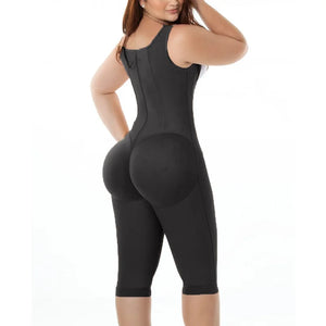 Gaine combi Vêtement de compression pour femmes , vêtement de forme postopératoire à crochets et œillets, longueur genou avec corset, baleines